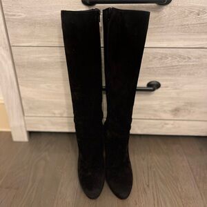 Christian Louboutin Black Heeled Boots with Red Sole